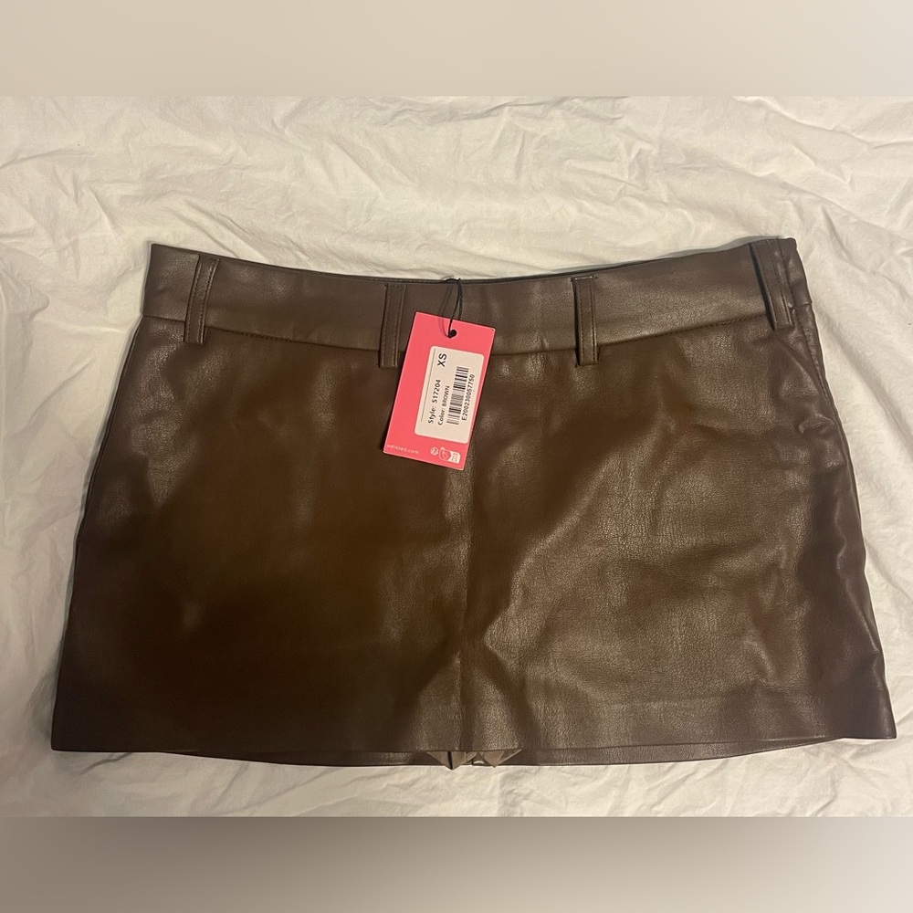 Edikted Brown Micro Mini “leather” Skirt
